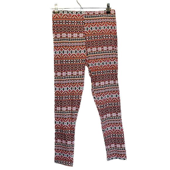 5 for $25🔥NOBO Snowflake Pink & Red Leggings Juniors Medium (7-9) - Picture 1 of 5